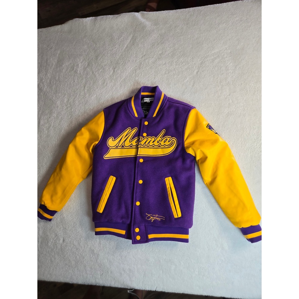 Headgear Classics Kobe Bryant "Mamba" Varsity Jacket Youth Purple Yellow Size M
